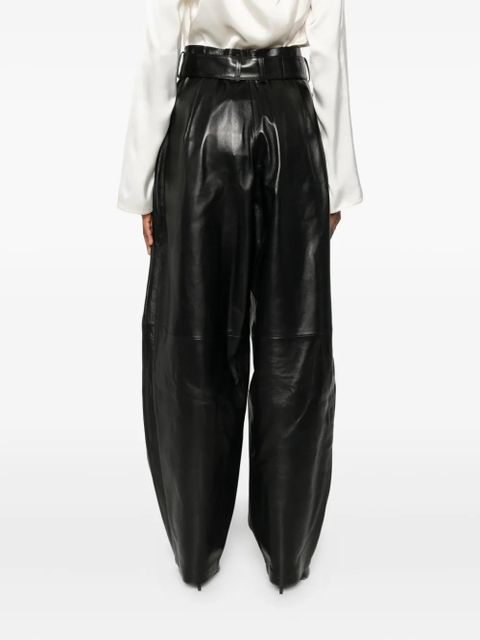 Magda Butrym belted leather trousers - Black