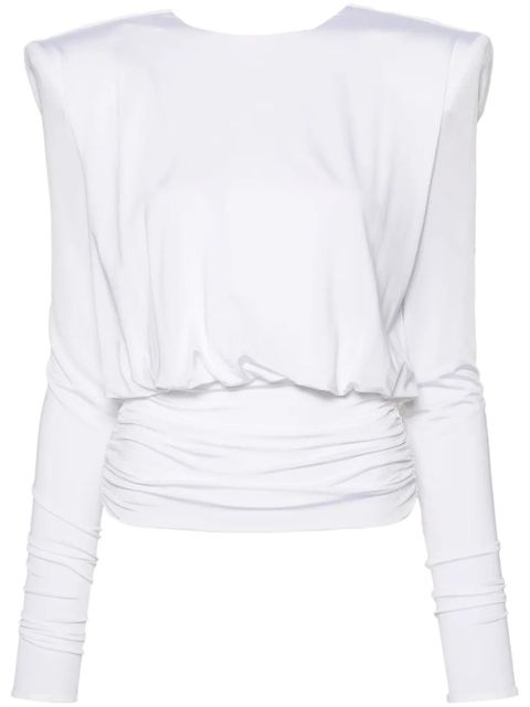 Magda Butrym long-sleeve draped blouse - White