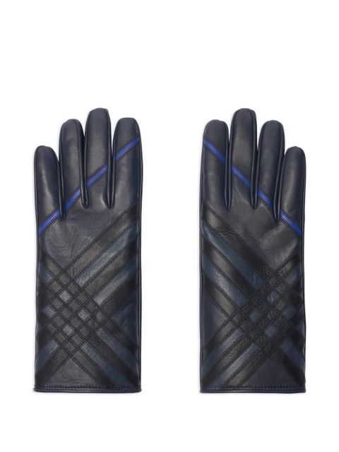 Burberry check-pattern leather gloves - Blue - zdjęcie produktu nr 1