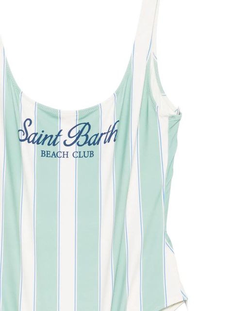 MC2 Saint Barth striped logo-print swimsuit - Green