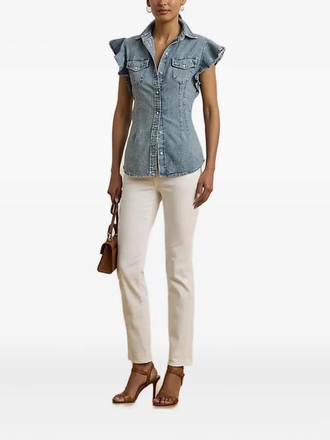 Lauren Ralph Lauren ruffle-sleeve denim blouse - Blue - zdjęcie produktu nr 2