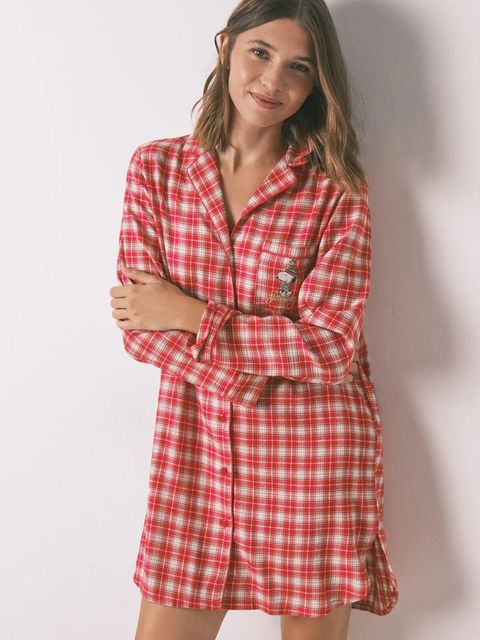 women'secret koszula nocna z bawełną SNOOPY damska kolor czerwony 4442120 - zdjęcie produktu nr 1