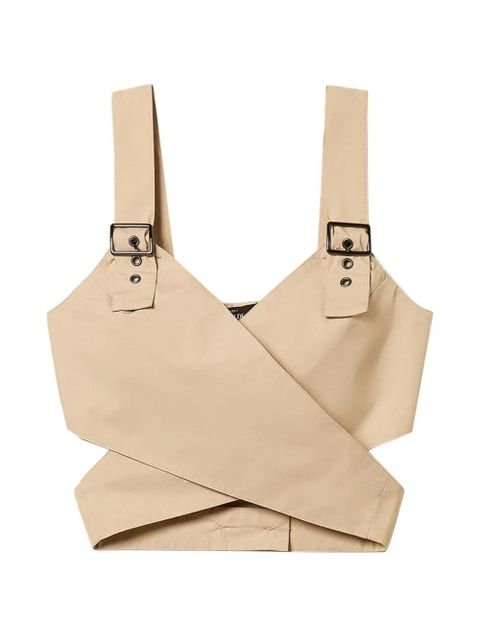 TWINSET buckled poplin top - Neutrals - zdjęcie produktu nr 1