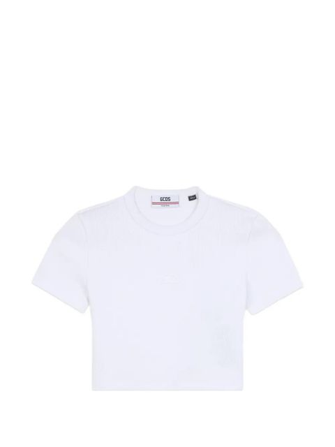 GCDS logo-embroidered crop T-shirt - White - zdjęcie produktu nr 1