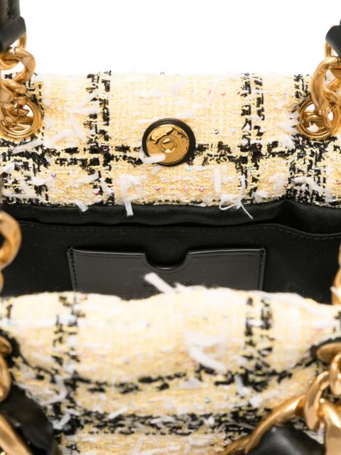 Balmain tweed chain tote bag - Yellow