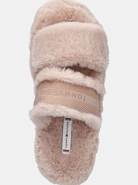 Tommy Hilfiger kapcie HILFIGER FUR SLIPPER kolor pomarańczowy FW0FW08854