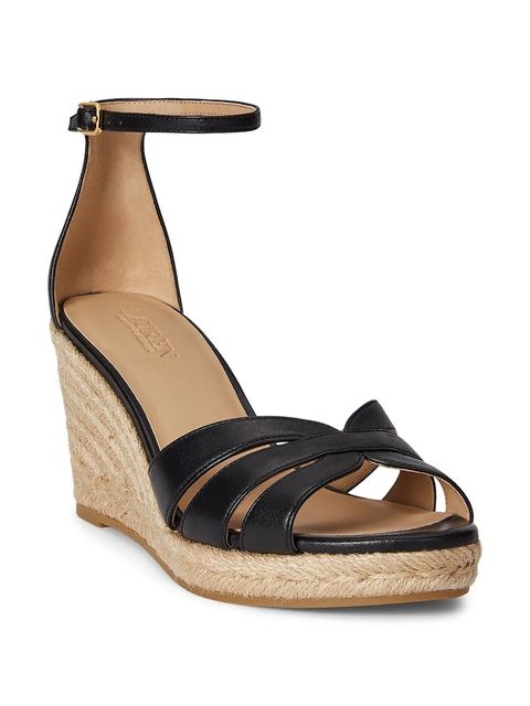 Lauren Ralph Lauren espadryle na koturnie damskie skórzane Nellie - zdjęcie produktu nr 1