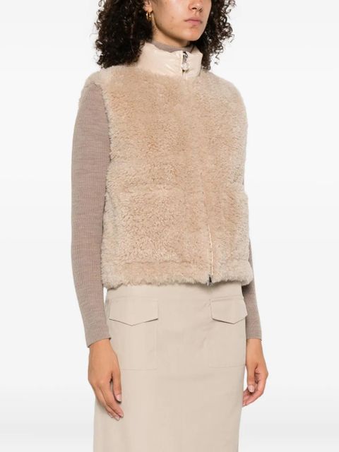 Moncler quilted shearling vest - Neutrals