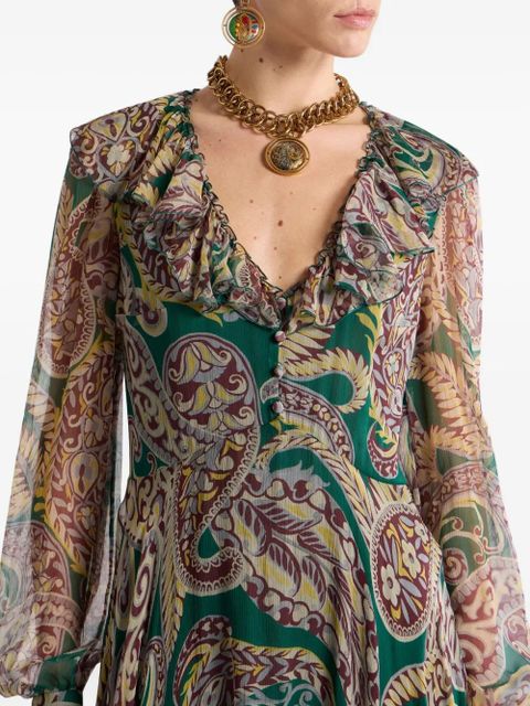 ETRO paisley ruffled maxi dress - Green - zdjęcie produktu nr 2