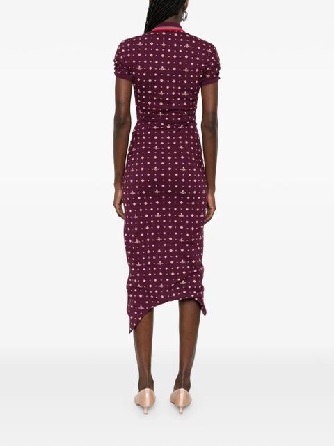 Vivienne Westwood patterned ruched midi dress - Purple