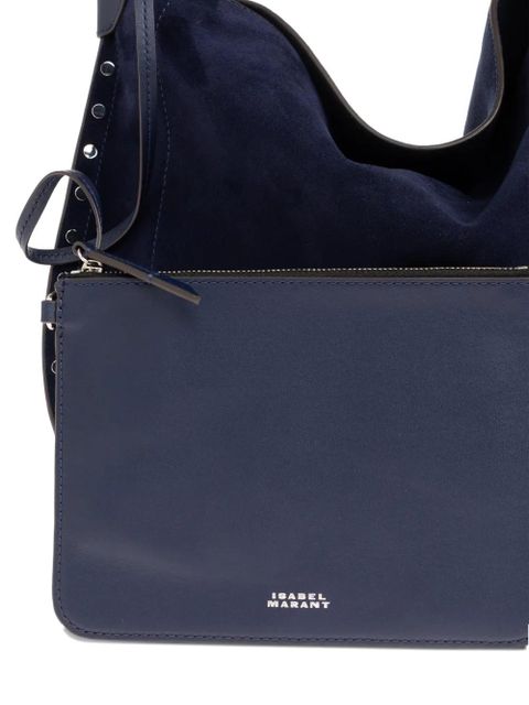 ISABEL MARANT Oskan Soft studded suede shoulder bag - Blue