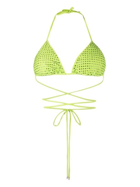 Self-Portrait crystal triangle strappy bikini top - Green - zdjęcie produktu nr 1