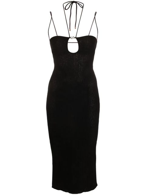 Blumarine logo-plaque ribbed dress - Black - zdjęcie produktu nr 1