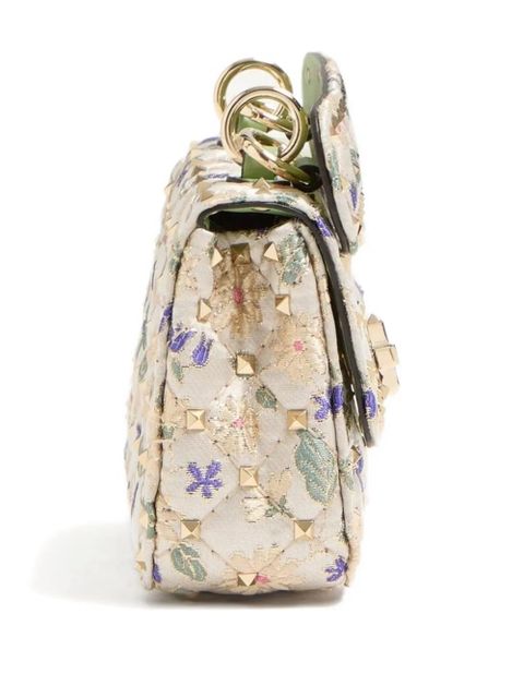 Valentino Garavani small Rockstud Spike jacquard shoulder bag - Neutrals