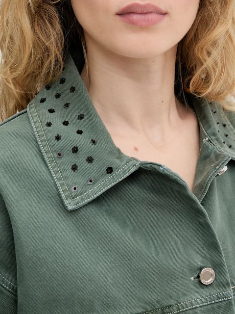 Stine Goya kurtka bawełniana kolor zielony przejściowa SG-PF25-J049-2393