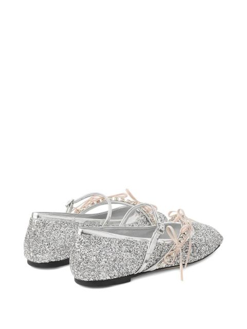 Jimmy Choo square-toe ballerina shoes - Silver