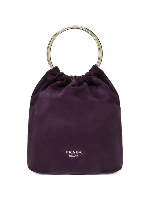 Prada medium ring-handle suede bucket bag - Purple - zdjęcie produktu nr 1