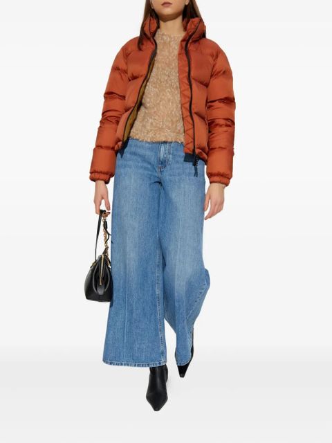 Marni logo-embroidery puffer jacket - Brown