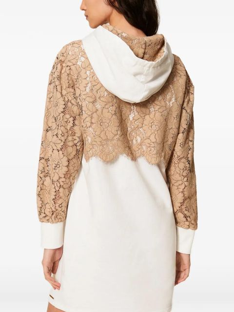 TWINSET lace-detail hooded dress - White