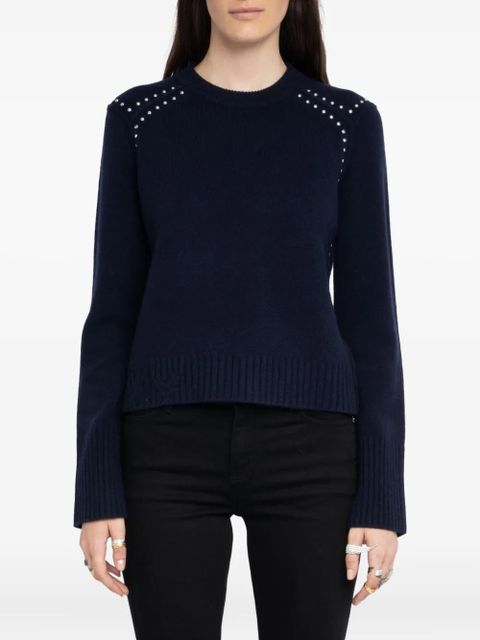 Zadig&Voltaire embellished-shoulder crew-neck sweater - Black