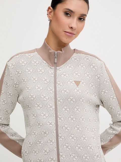 Guess bluza damska kolor beżowy wzorzysta V5BQ16 K1990
