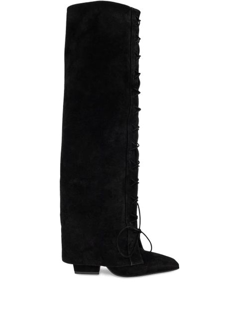 Paris Texas 100mm lace-up pointed over-the-knee boots - Black - zdjęcie produktu nr 1
