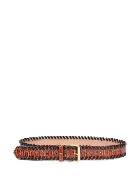 DRIES VAN NOTEN crocodile-embossed leather belt - Brown - zdjęcie produktu nr 1
