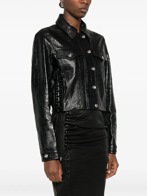 Rabanne crocodile-embossed leather jacket - Black