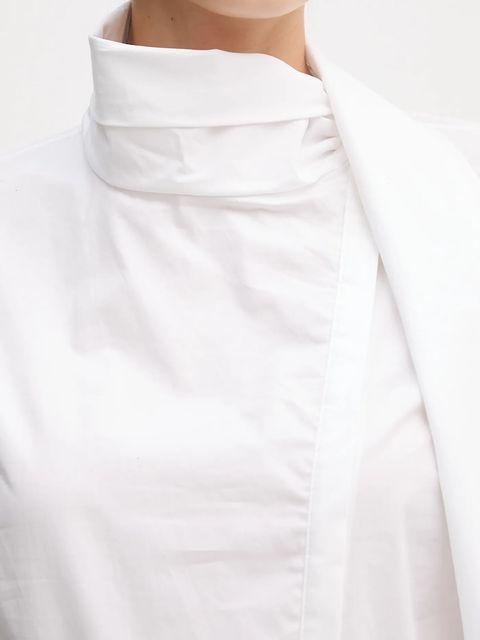 Sandro Ferrone koszula damska kolor biały regular z wiązanym dekoltem S7YBFMOSCA