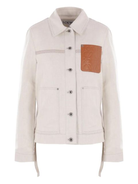 LOEWE logo-patch denim jacket - Neutrals - zdjęcie produktu nr 1