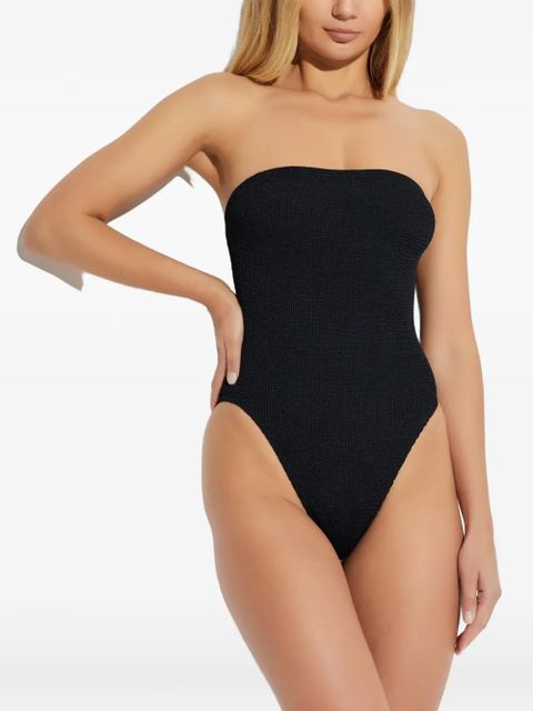 Bond-eye strapless textured swimsuit - Black