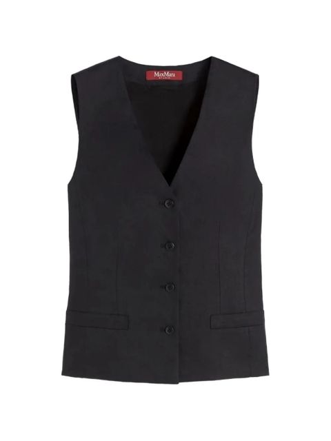 Max Mara Carnet V-neck button linen waistcoat - Black - zdjęcie produktu nr 1