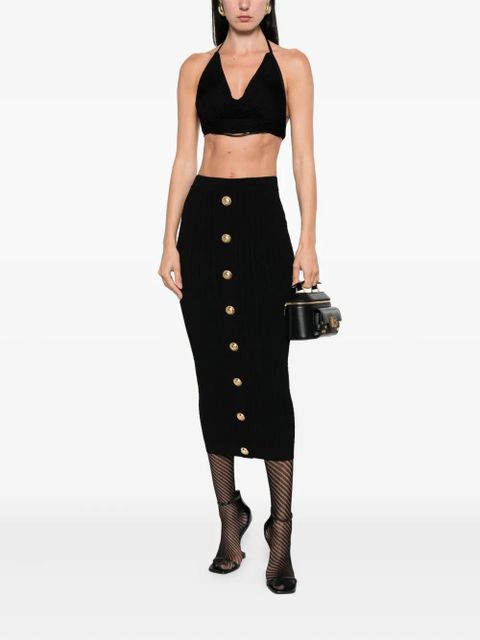 Balmain cable-knit button-front midi fitted skirt - Black - zdjęcie produktu nr 2