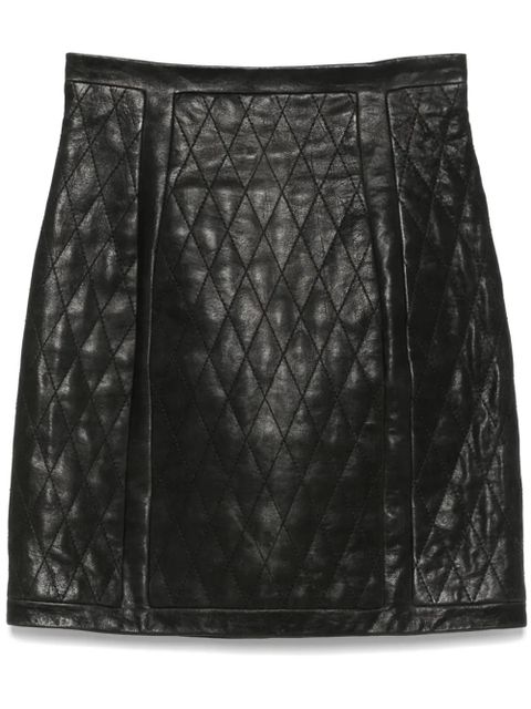 Balmain quilted leather mini skirt - Black - zdjęcie produktu nr 1