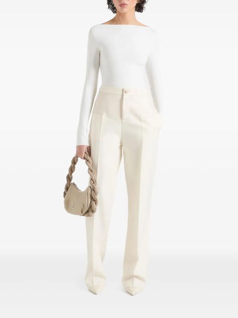 Manière De Voir Blanche faux leather-panel tailored trousers - White - zdjęcie produktu nr 2