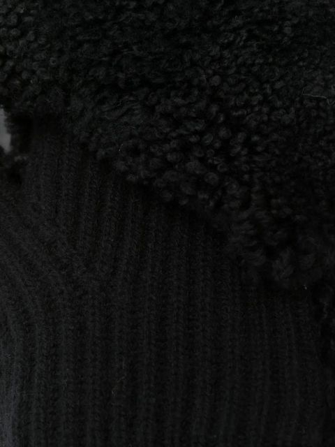 Yves Salomon panelled ribbed-knit mittens - Black - zdjęcie produktu nr 2