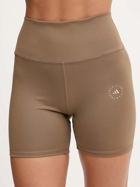 adidas by Stella McCartney szorty do jogi damskie kolor brązowy gładkie high waist KA0631 - zdjęcie produktu nr 1
