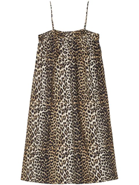 GANNI leopard-print cotton midi dress - Black - zdjęcie produktu nr 1