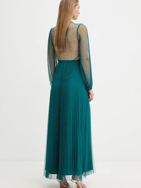 Twinset sukienka kolor turkusowy maxi rozkloszowana 252TT2021