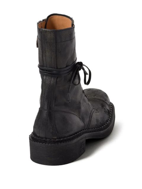 Miu Miu lace-up leather boots - Black