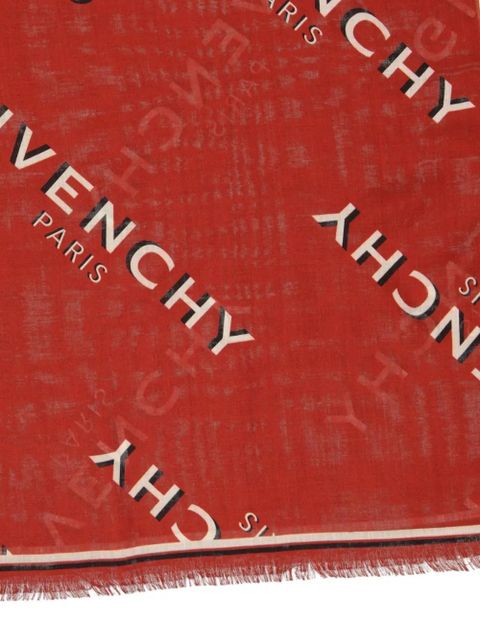 Givenchy logo-lettering frayed scarf - Red - zdjęcie produktu nr 2