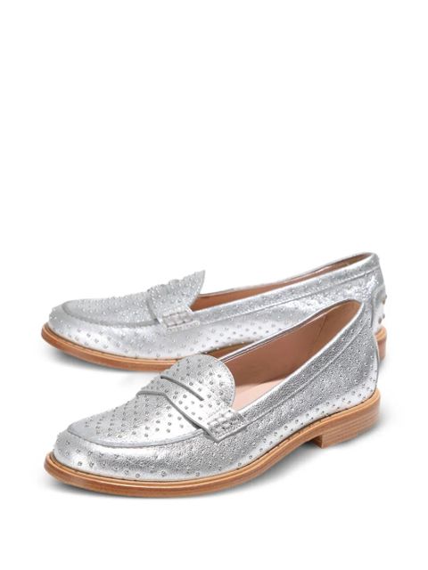 Tod's stud-embellished loafers - Silver