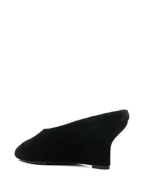 TOTEME 75mm peep-toe velvet wedge sandals - Black