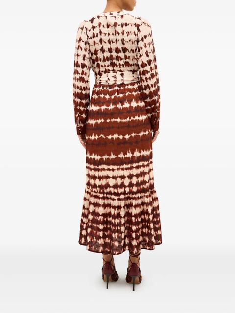 Marie Oliver tie-dye belted midi dress - Red