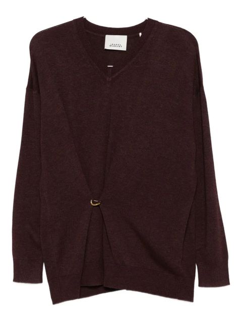 ISABEL MARANT Chiraz V-neck ring-detail sweater - Red