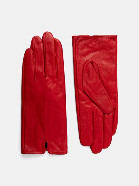 Answear.LAB rękawiczki skórzane damskie kolor czerwony - zdjęcie produktu nr 1