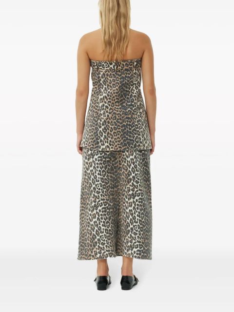 GANNI leopard-print strapless organic-cotton top - Brown - zdjęcie produktu nr 2