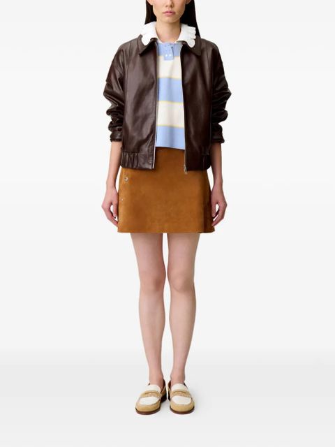 Claudie Pierlot striped ruffled-detail T-shirt - Blue - zdjęcie produktu nr 2