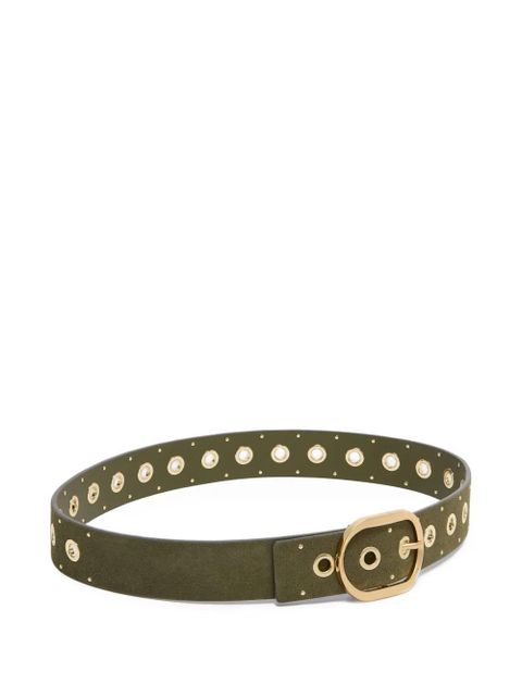 PINKO eyeletted buckled leather belt - Green - zdjęcie produktu nr 2