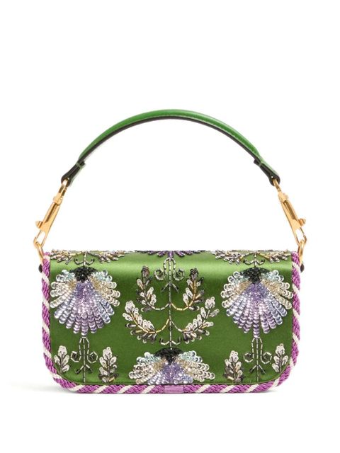 Valentino Garavani small Locò floral-embroidered VLogo-signature tote bag - Green - zdjęcie produktu nr 2